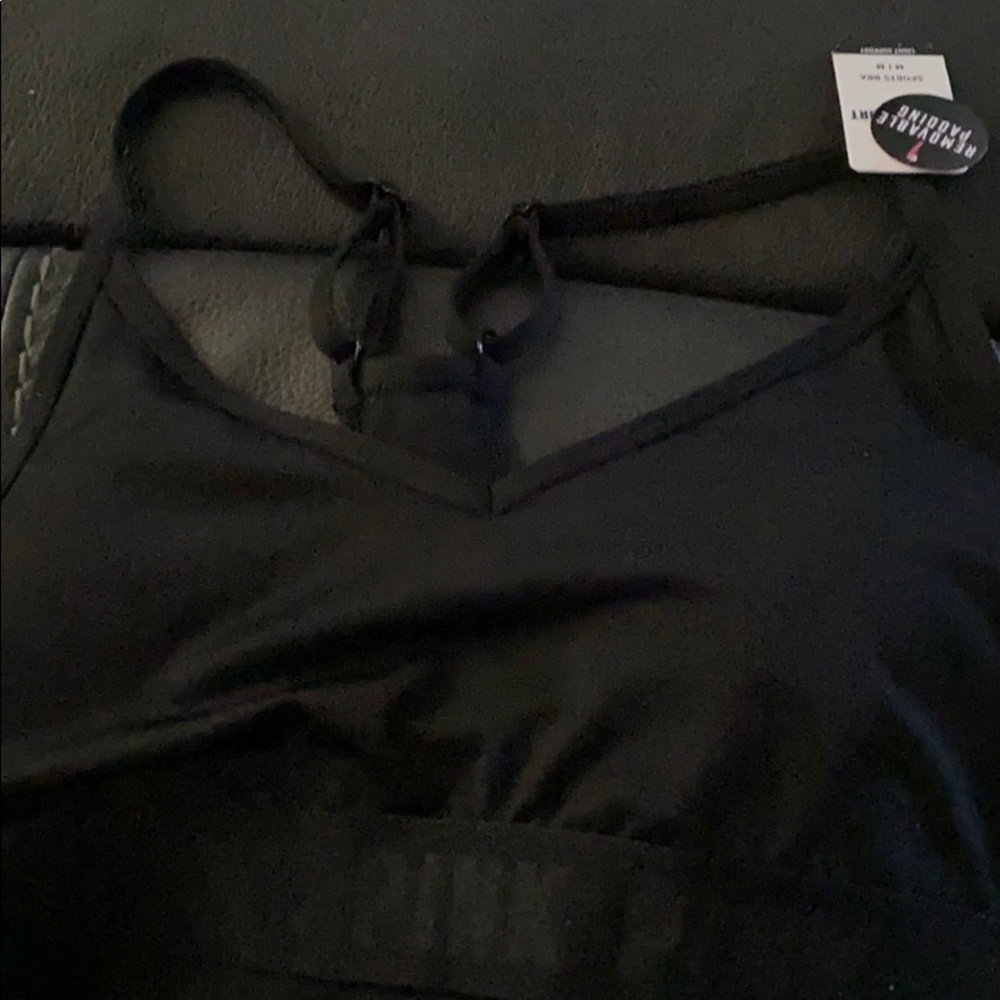 Pink All Black Sports bra - Brand New